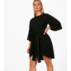 Plus Size Kimono Sleeve Tie Waist Wrap Dress